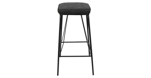 Millard Leather Bar Stool With Metal Frame Charcoal Black