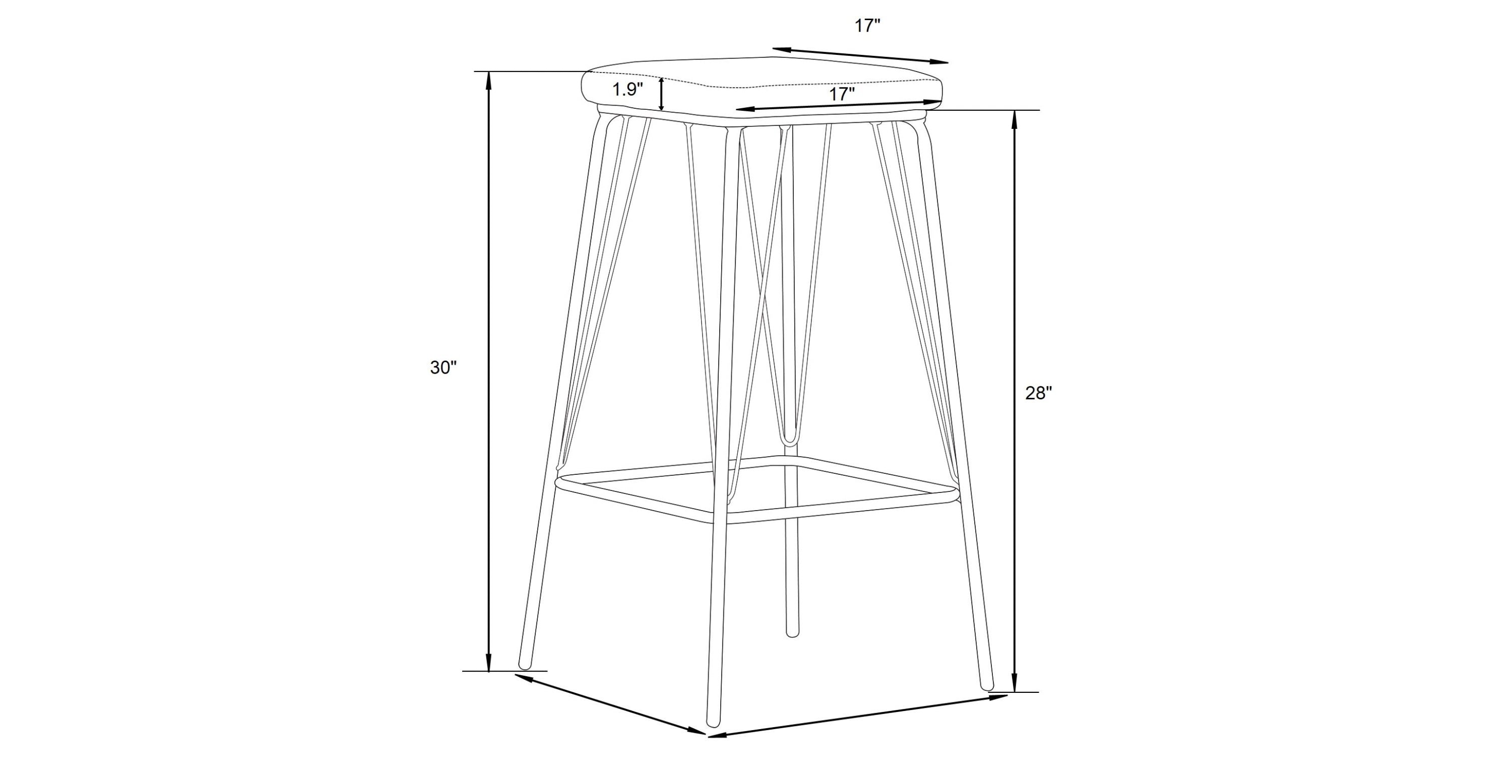 Millard Leather Bar Stool With Metal Frame Charcoal Black