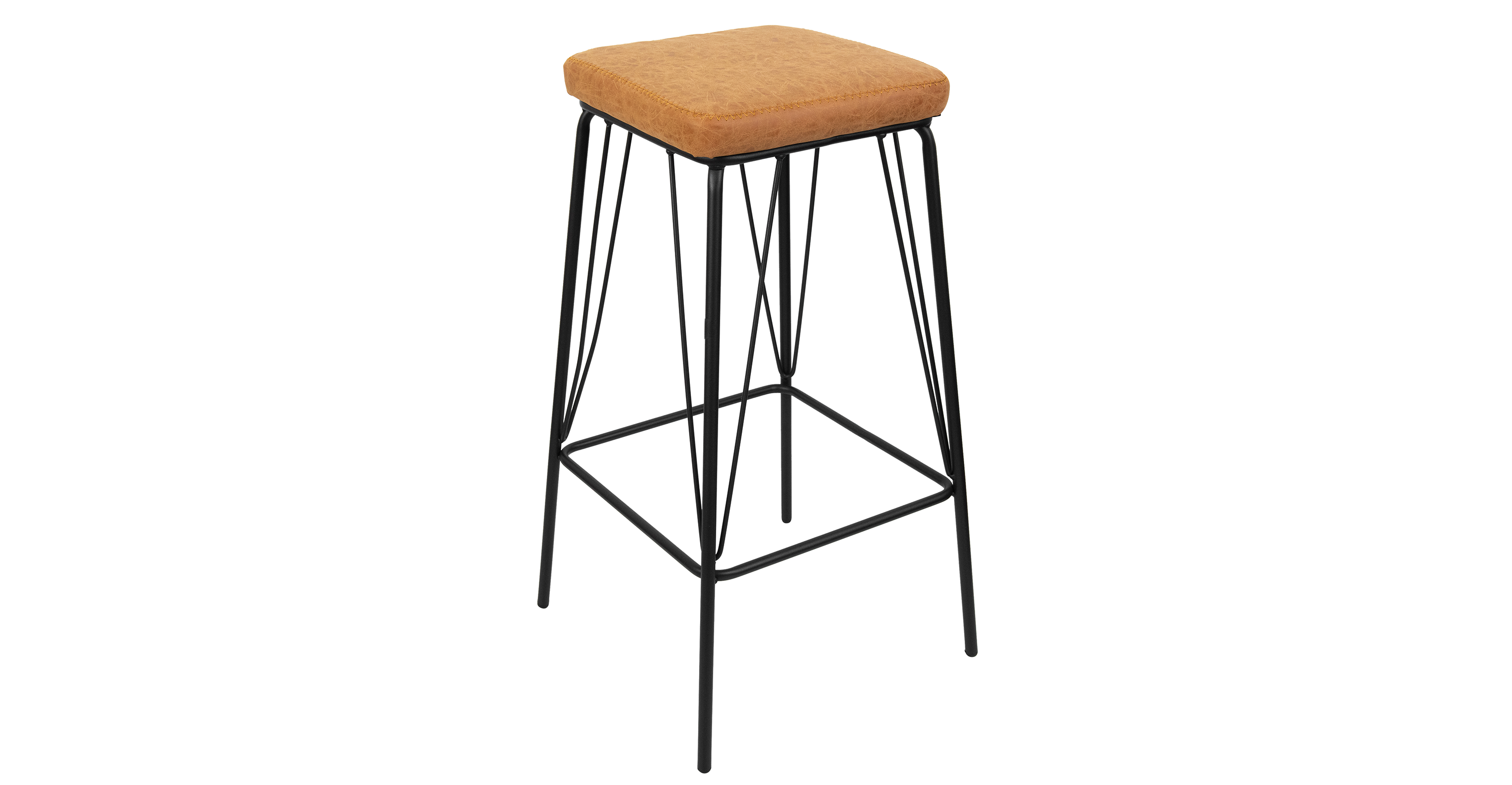 Millard Leather Bar Stool With Metal Frame Light Brown