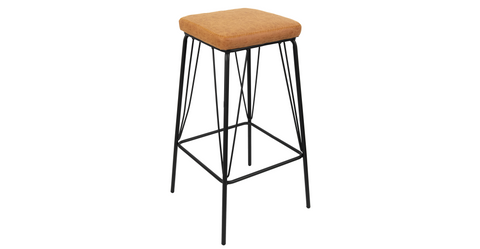 Millard Leather Bar Stool With Metal Frame Light Brown