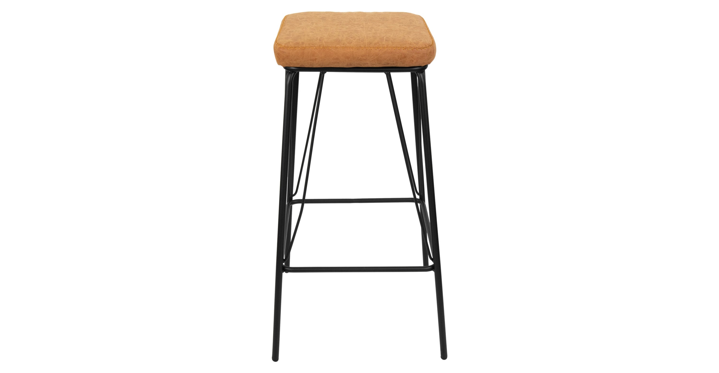 Millard Leather Bar Stool With Metal Frame Light Brown