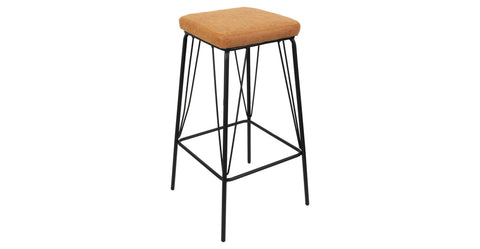 Millard Leather Bar Stool With Metal Frame Light Brown