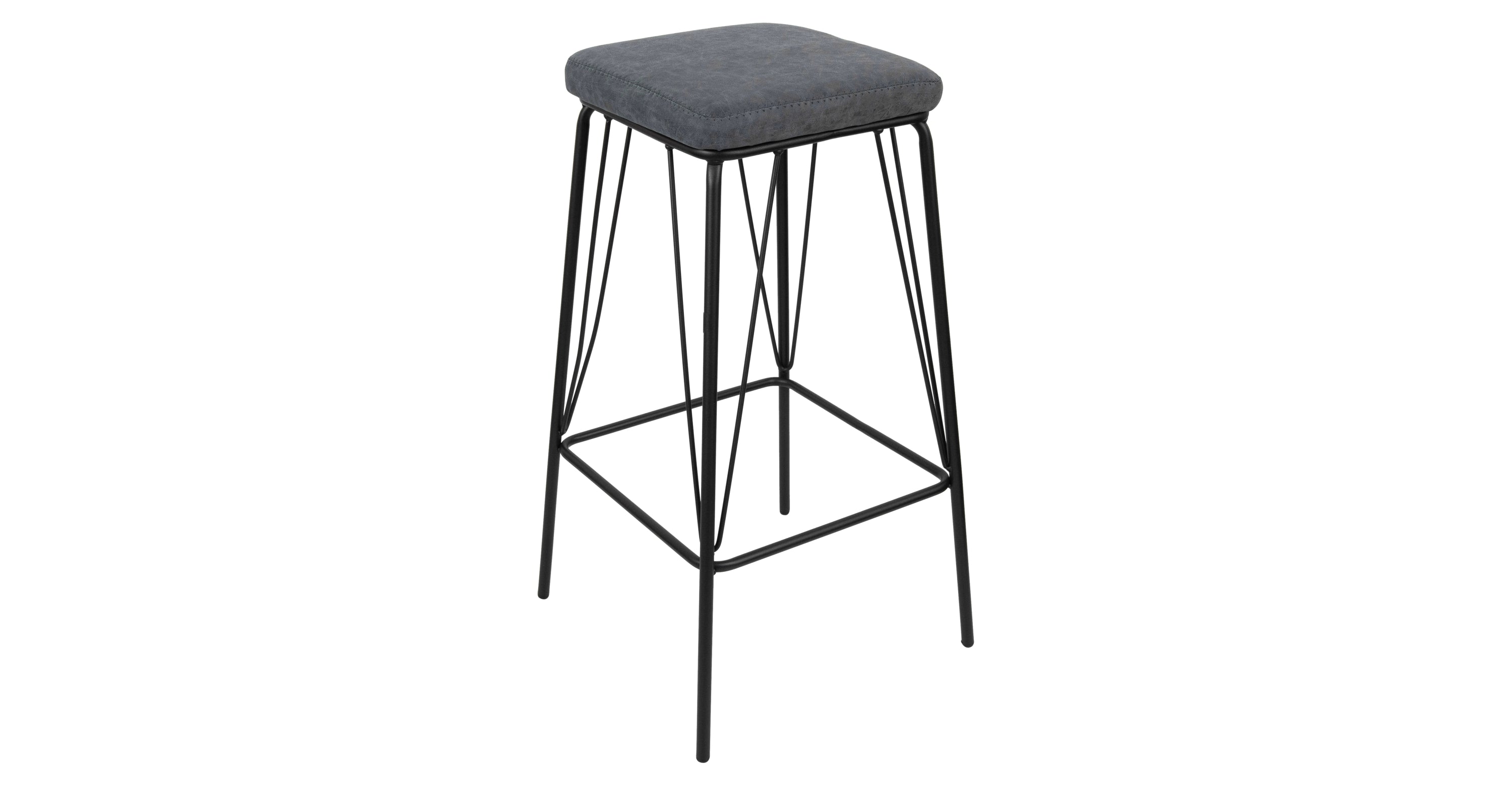 Millard Leather Bar Stool With Metal Frame Peacock Blue