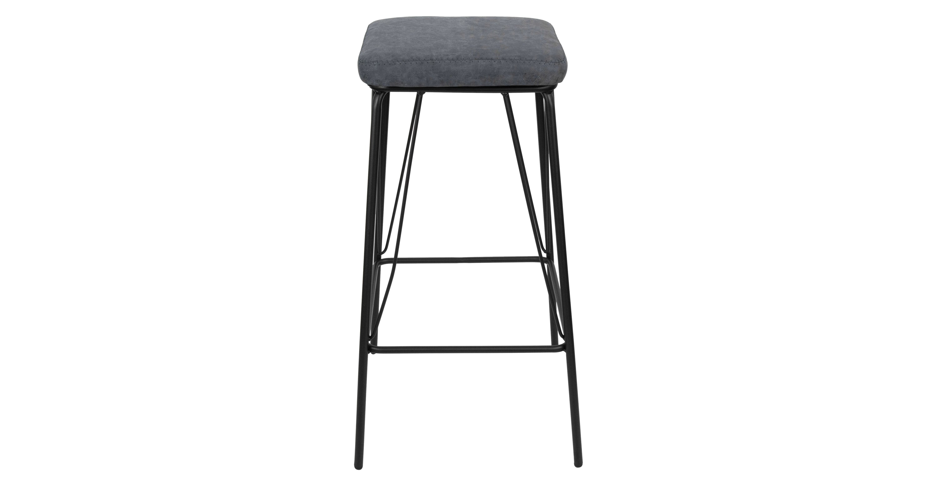 Millard Leather Bar Stool With Metal Frame Peacock Blue