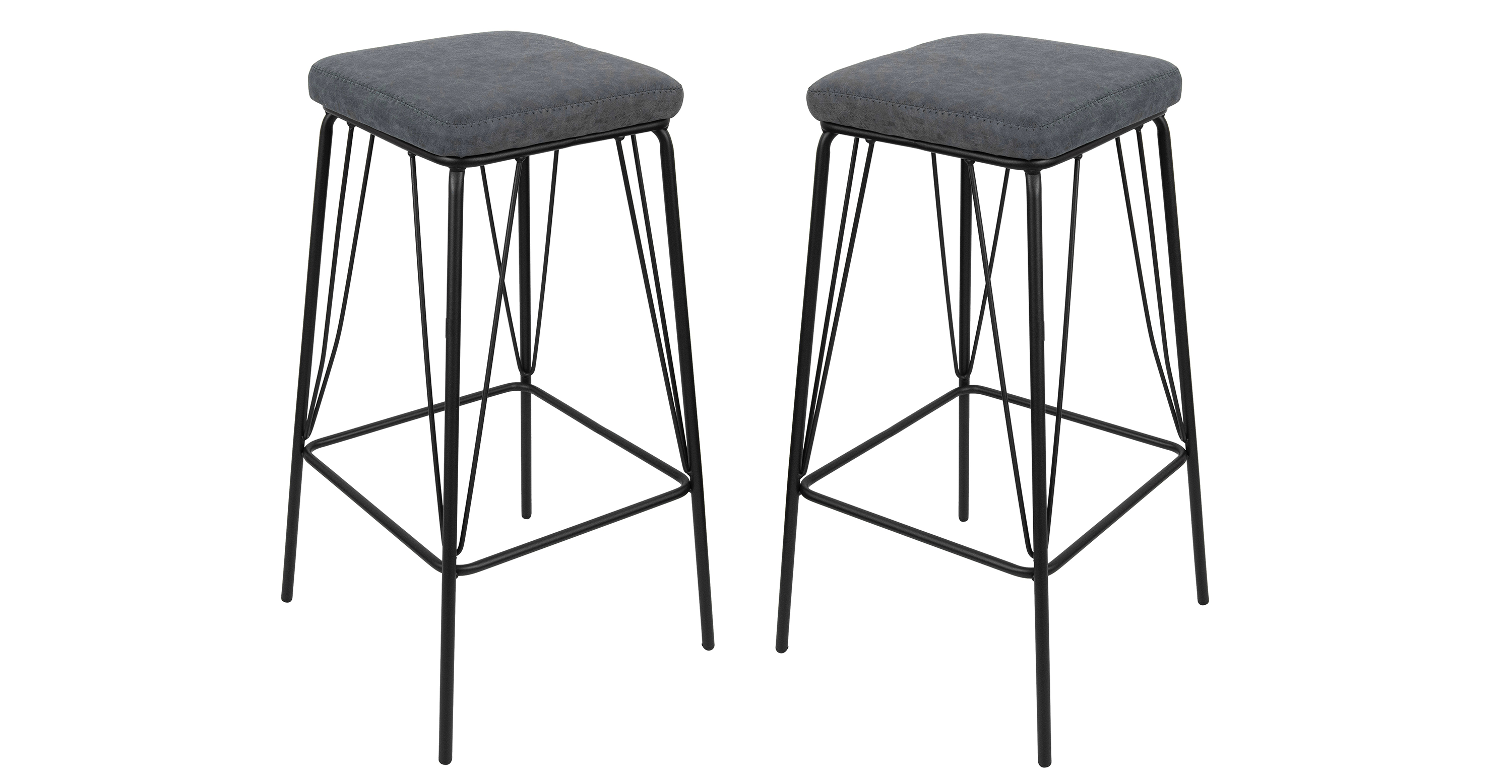 Millard Leather Bar Stool With Metal Frame Peacock Blue