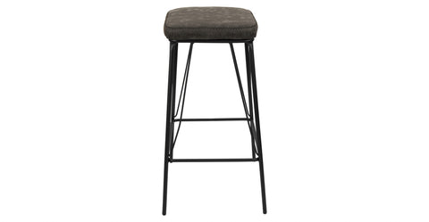 Millard Leather Bar Stool With Metal Frame Grey