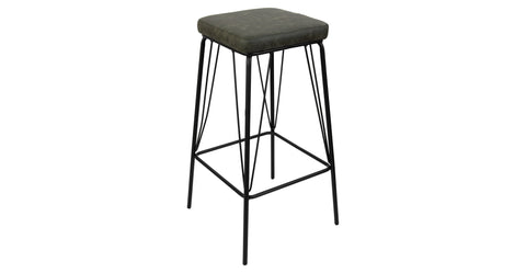 Millard Leather Bar Stool With Metal Frame Olive Green