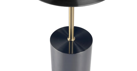 Malta Round Side Table Modern Accent End Table with Stainless Steel Pedestal Base Black