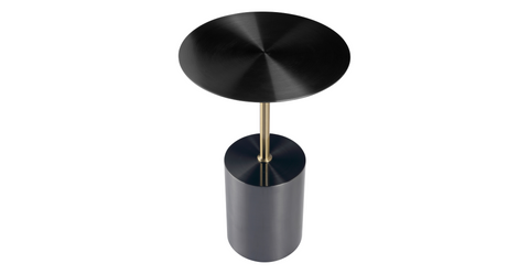 Malta Round Side Table Modern Accent End Table with Stainless Steel Pedestal Base Black