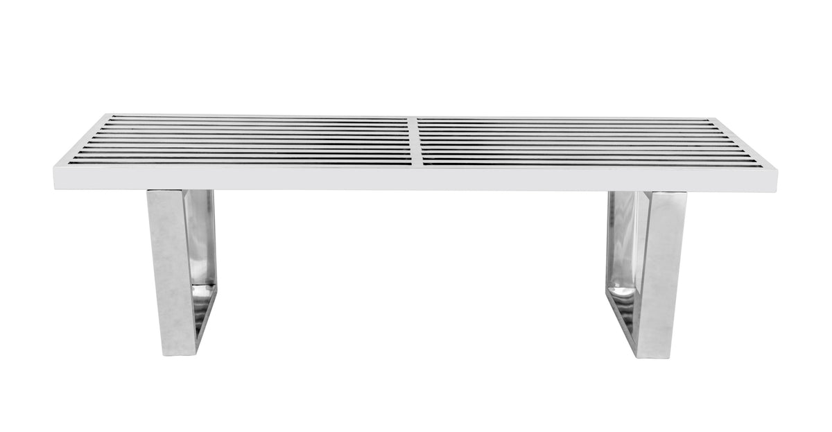 Mid-Century Stainless Steel Platform Bench size=4- Feet