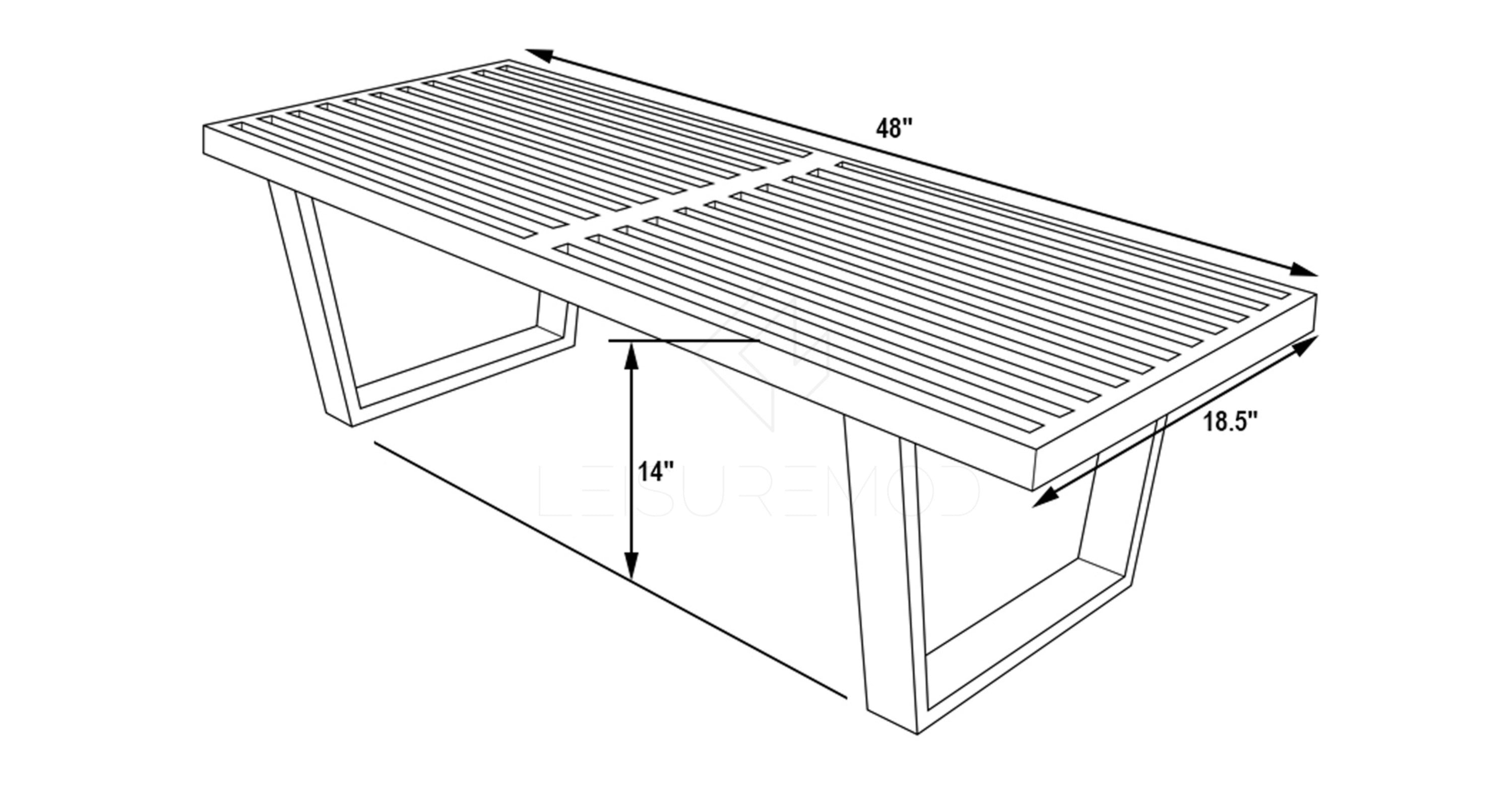 Mid-Century Stainless Steel Platform Bench size=4- Feet