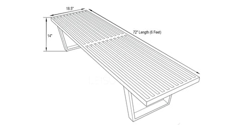 Mid-Century Stainless Steel Platform Bench size=6- Feet