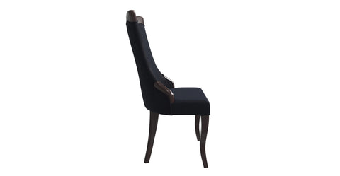 Novara Series Modern Dining Side Chair Upholstered in Leather/Velvet with Rubberwood Legs Velvet Black