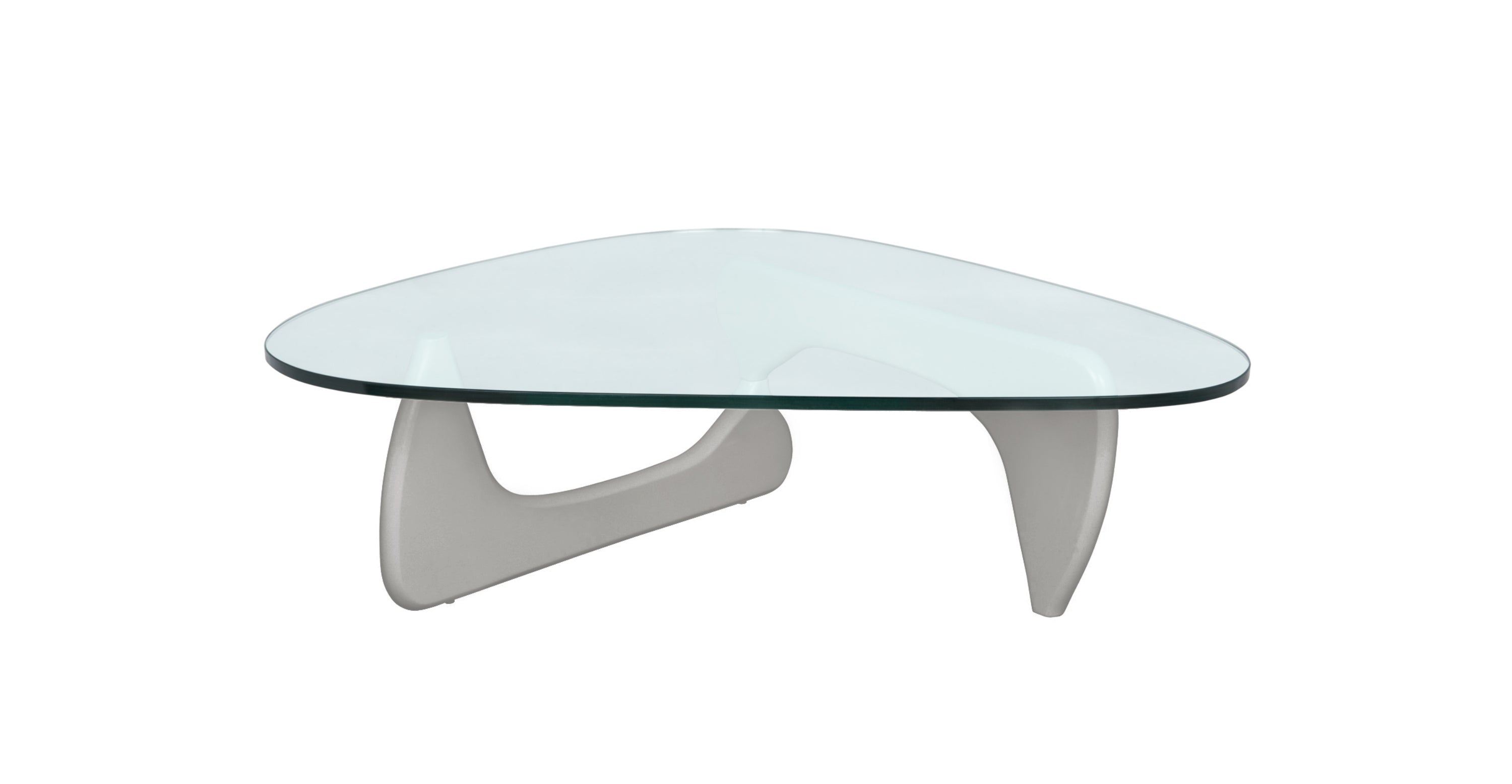 Imperial Triangular Coffee Table with a Glass Tabletop and Wood Base Grey