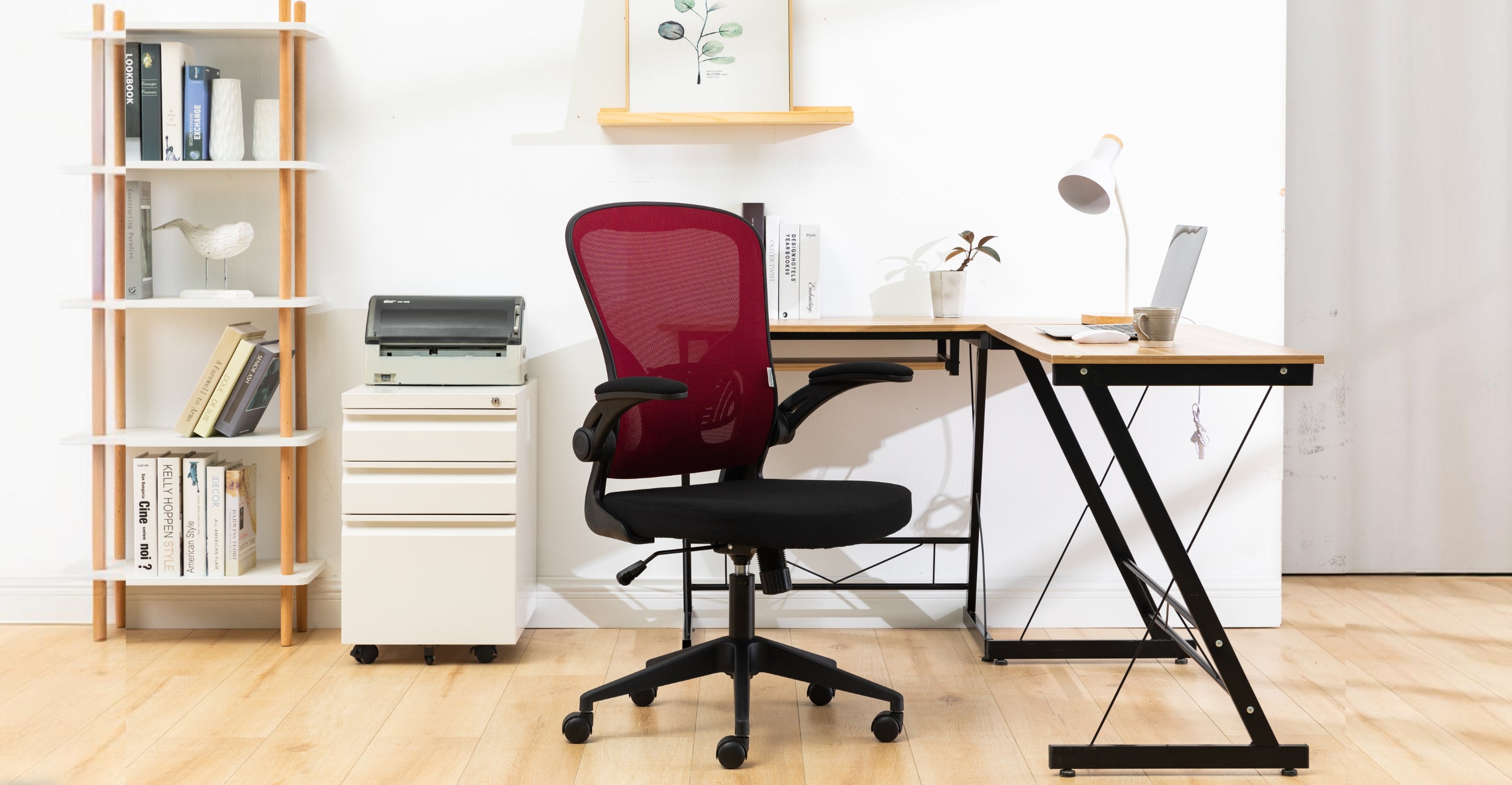 Newton Mesh Ergonomic Office Chair Adjustable Height with Flip Armrest Red