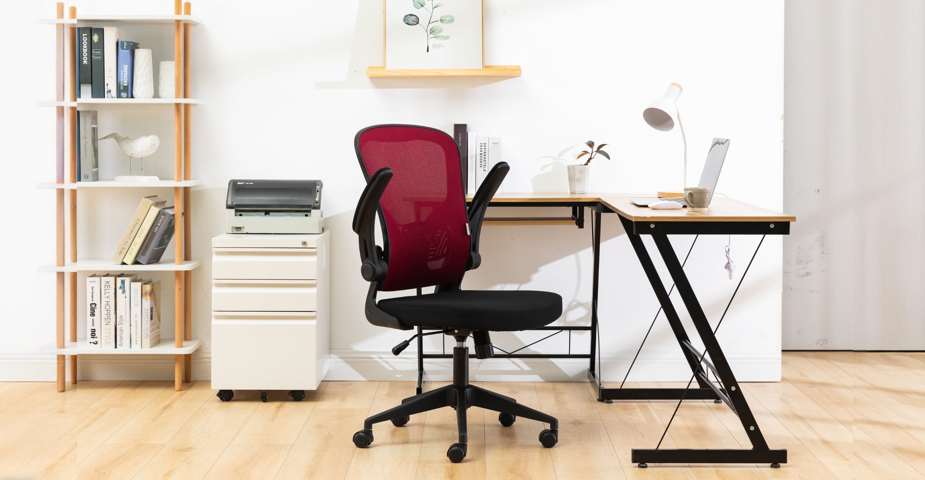 Newton Mesh Ergonomic Office Chair Adjustable Height with Flip Armrest Red