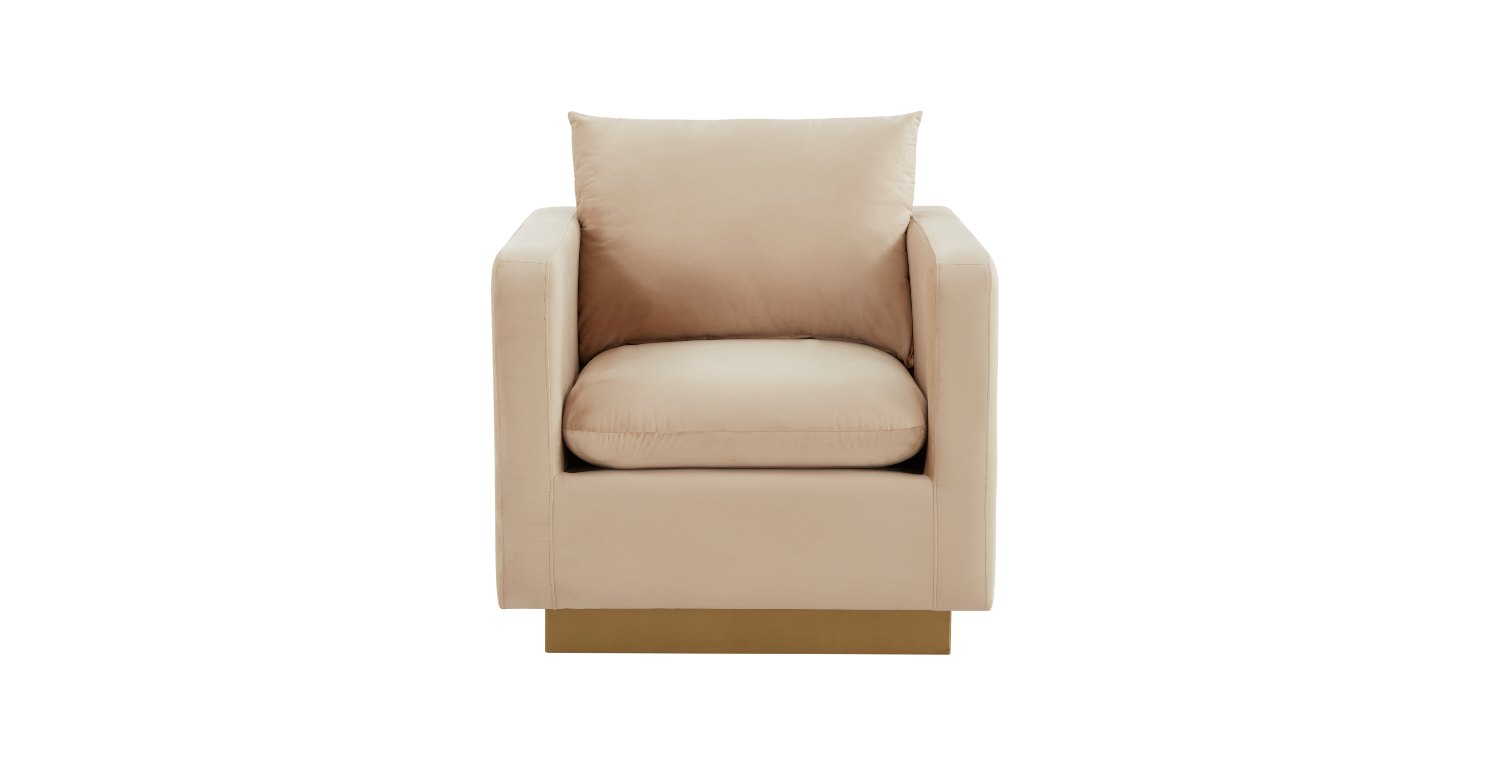 Nervo Modern Mid-Century Upholstered Velvet/Leather Accent Chair with Gold Base Beige / Velvet