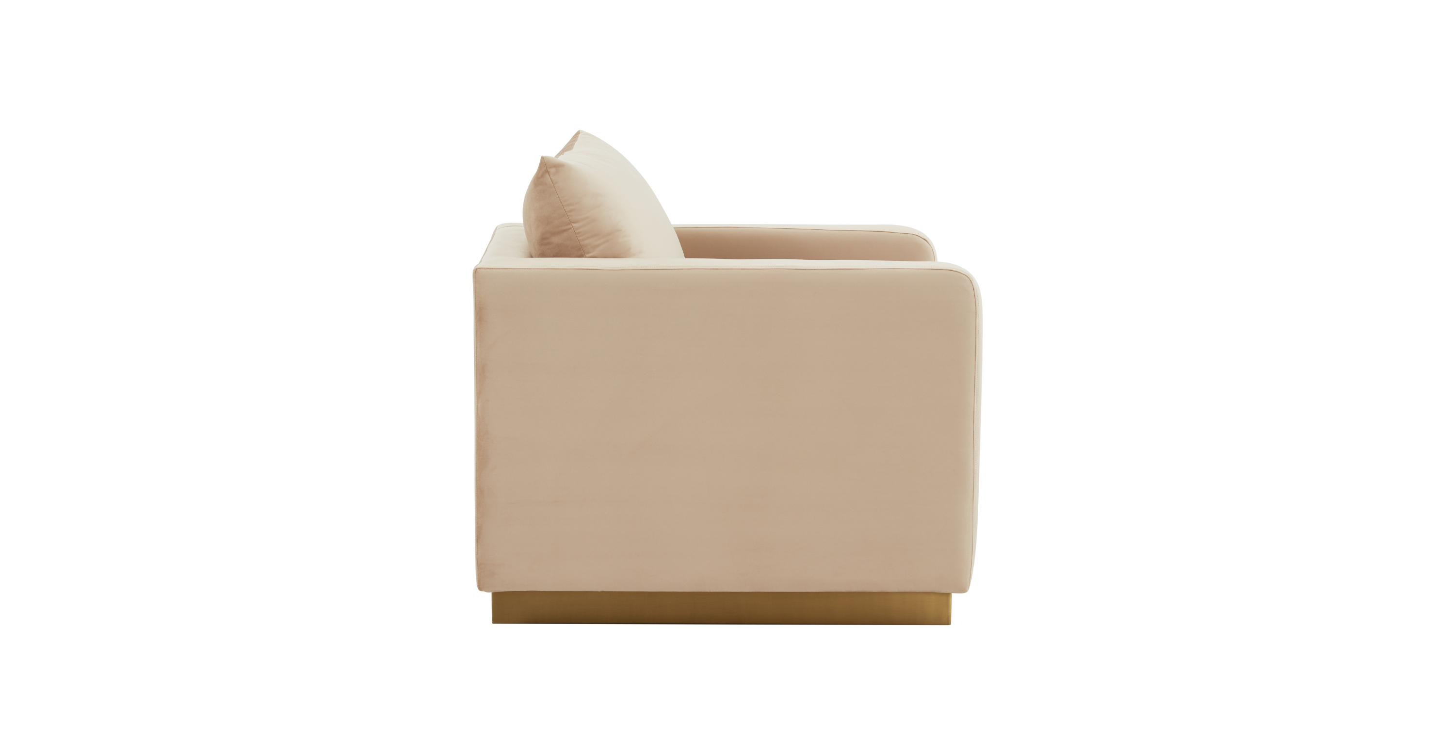 Nervo Modern Mid-Century Upholstered Velvet/Leather Accent Chair with Gold Base Beige / Velvet