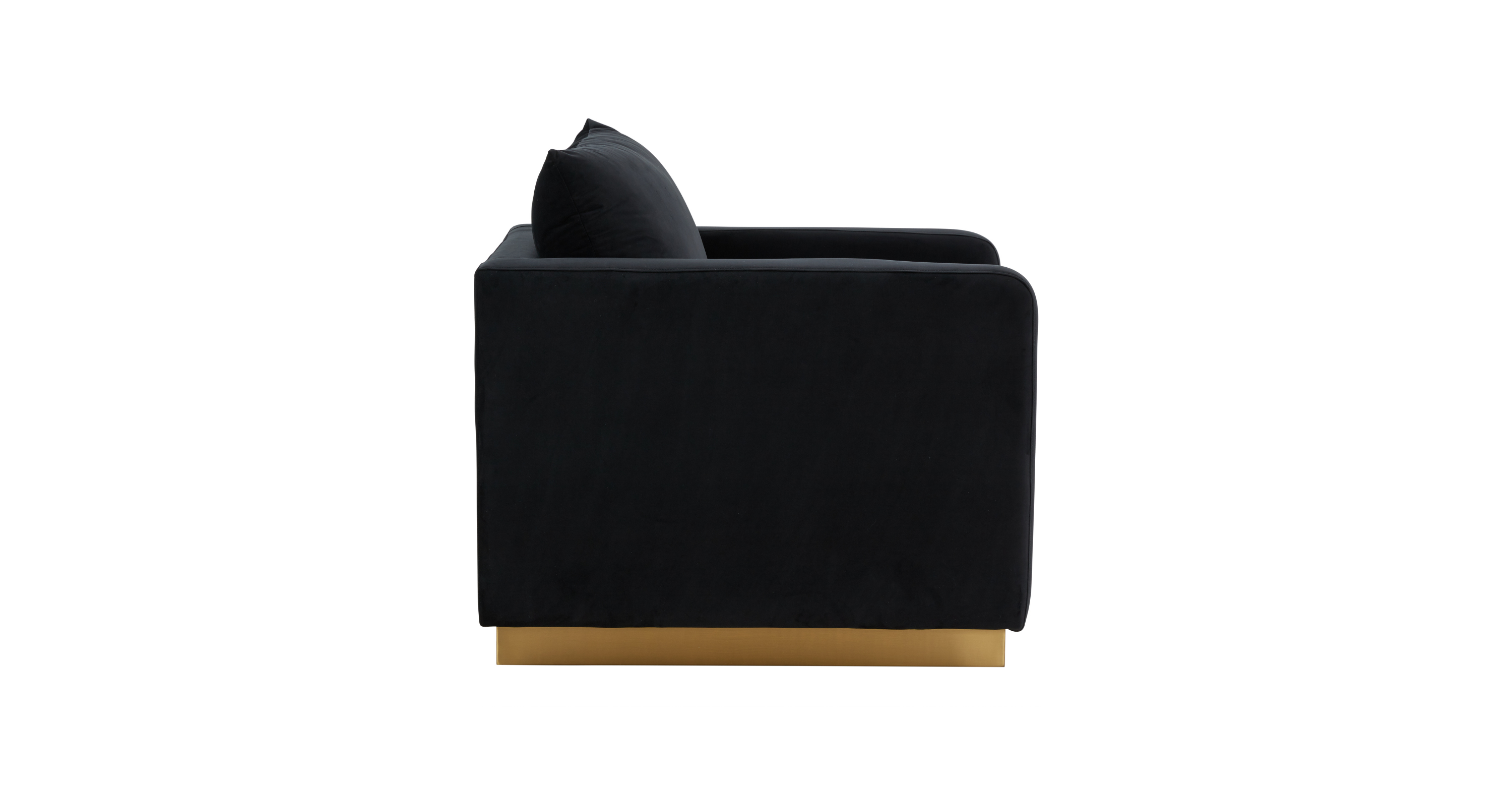 Nervo Modern Mid-Century Upholstered Velvet/Leather Accent Chair with Gold Base Midnight Black / Velvet