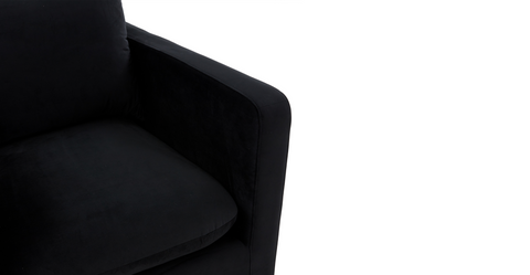 Nervo Modern Mid-Century Upholstered Velvet/Leather Accent Chair with Gold Base Midnight Black / Velvet