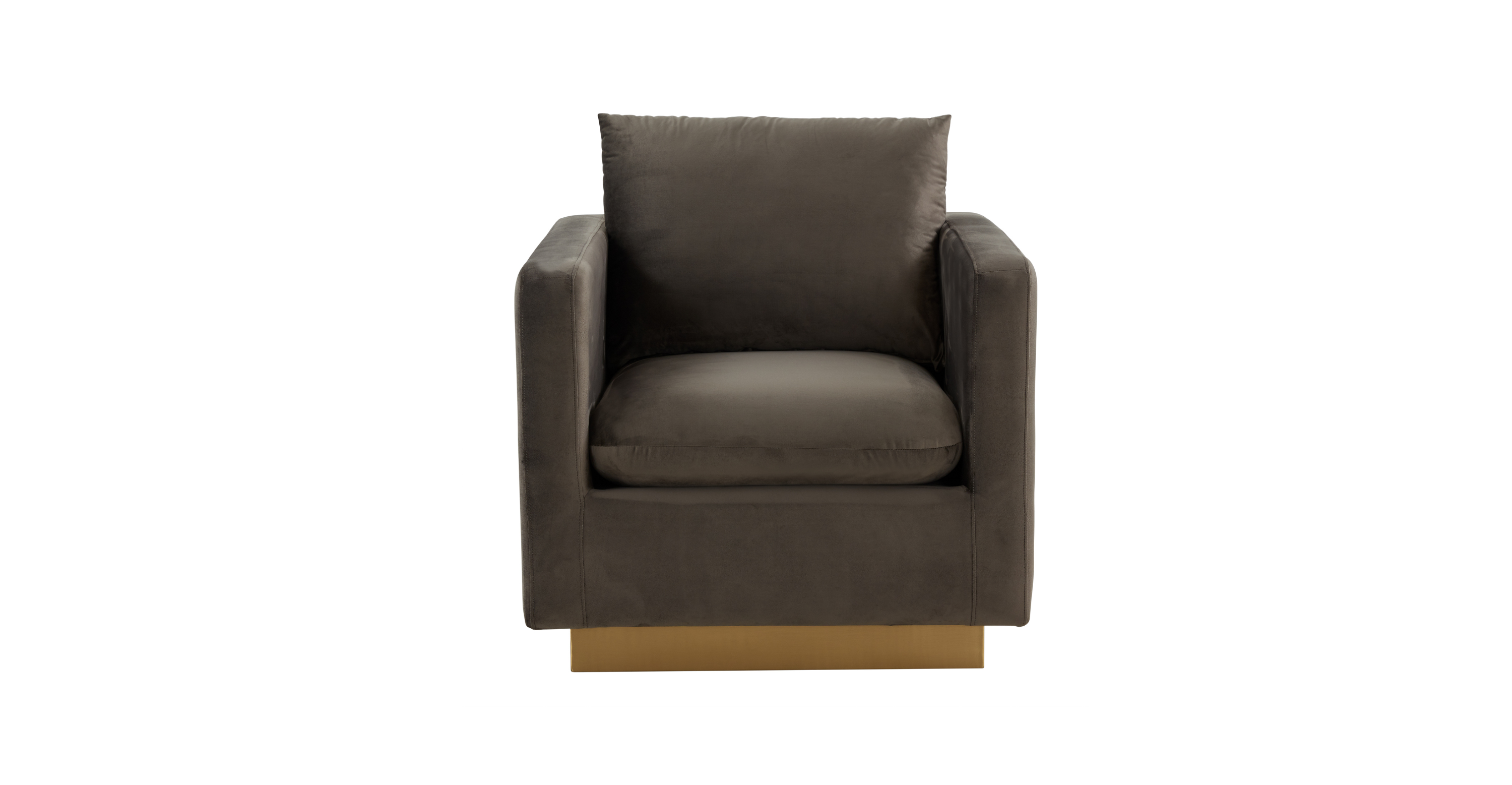 Nervo Modern Mid-Century Upholstered Velvet/Leather Accent Chair with Gold Base Dark Grey / Velvet