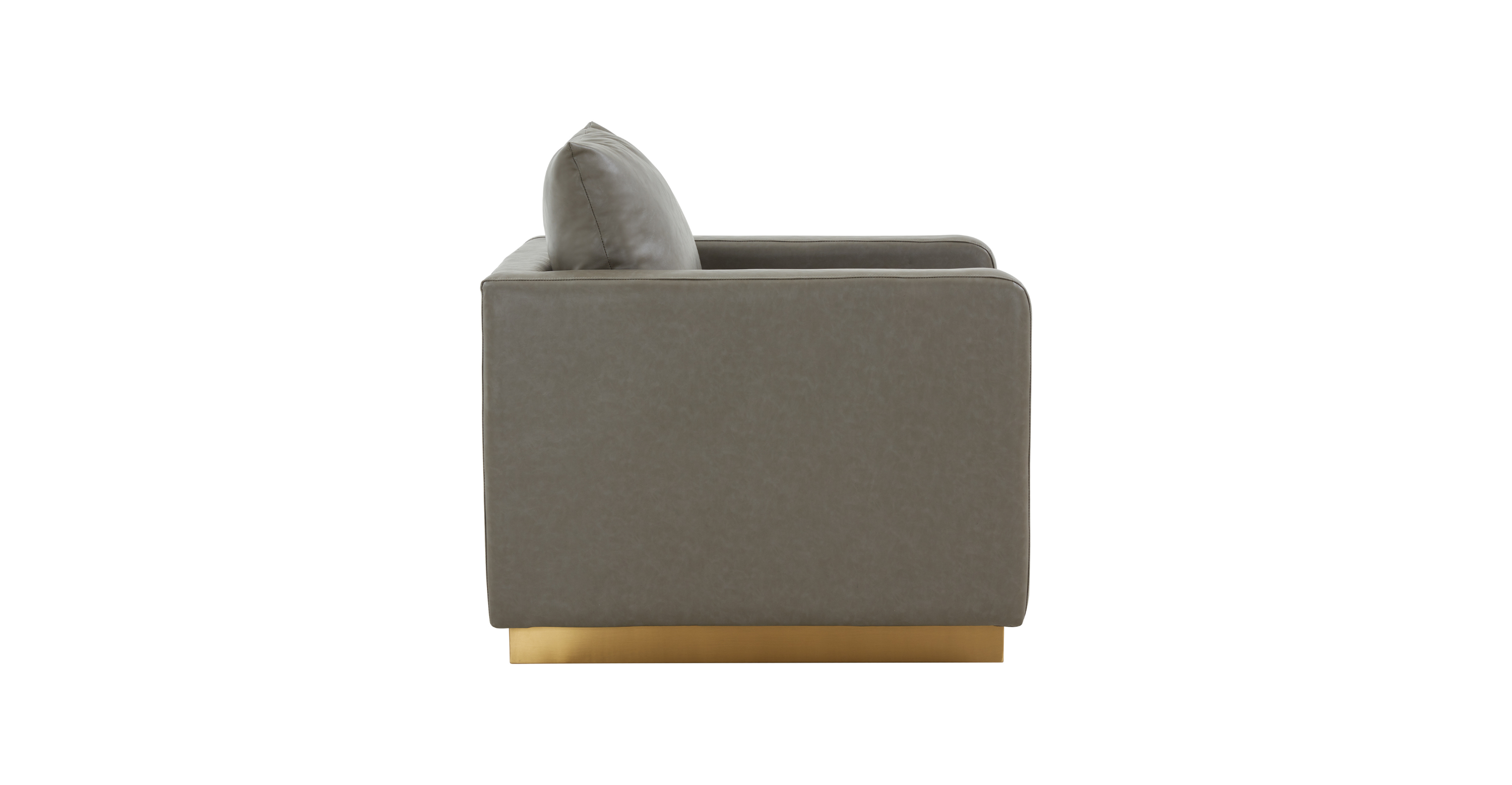 Nervo Modern Mid-Century Upholstered Velvet/Leather Accent Chair with Gold Base Grey / Leather