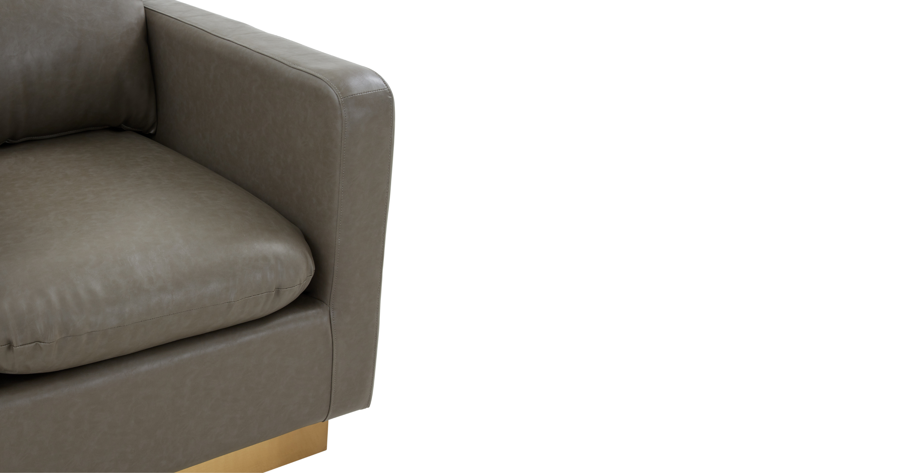 Nervo Modern Mid-Century Upholstered Velvet/Leather Accent Chair with Gold Base Grey / Leather