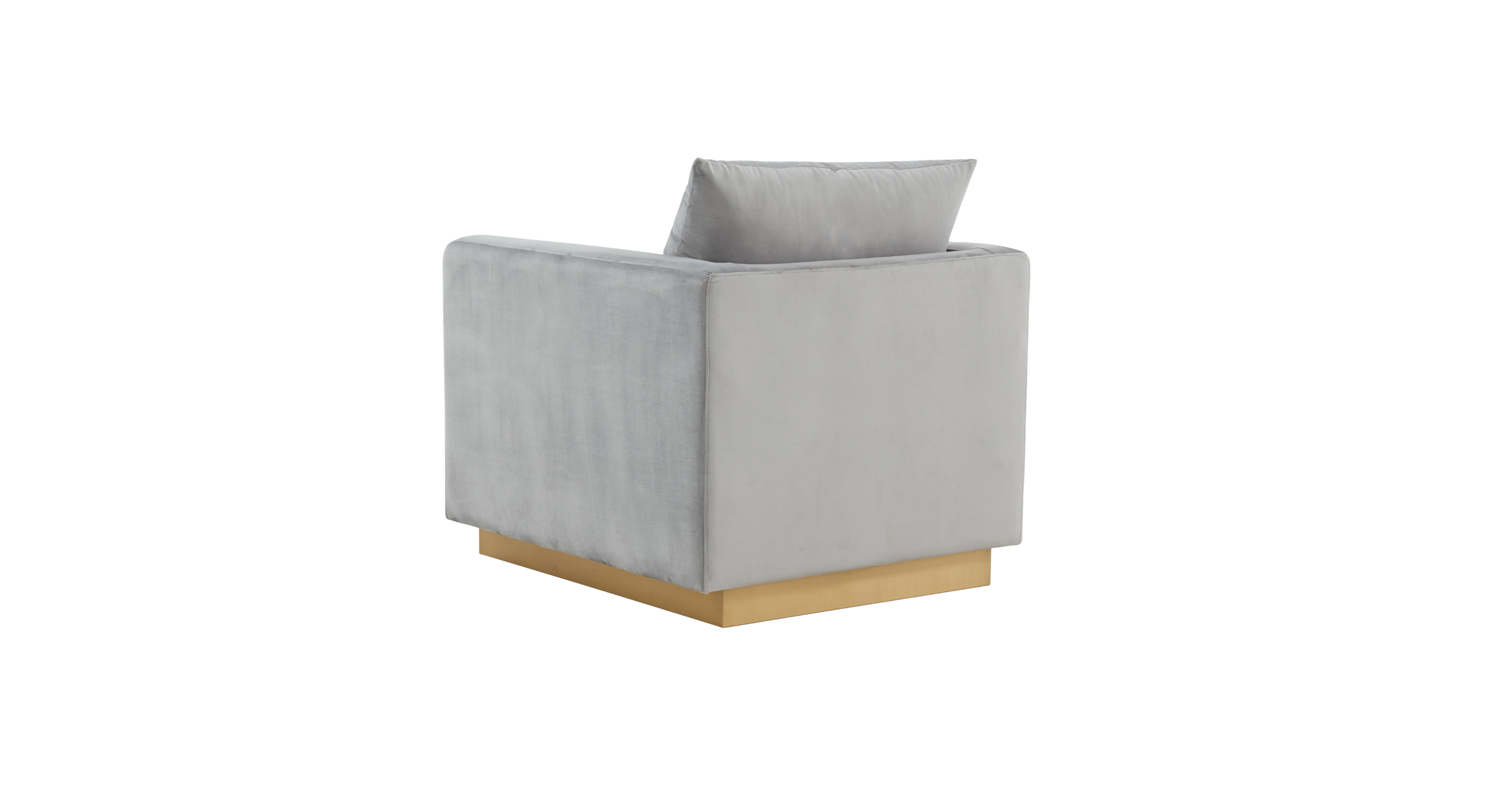 Nervo Modern Mid-Century Upholstered Velvet/Leather Accent Chair with Gold Base Light Grey / Velvet