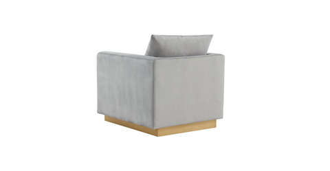 Nervo Modern Mid-Century Upholstered Velvet/Leather Accent Chair with Gold Base Light Grey / Velvet