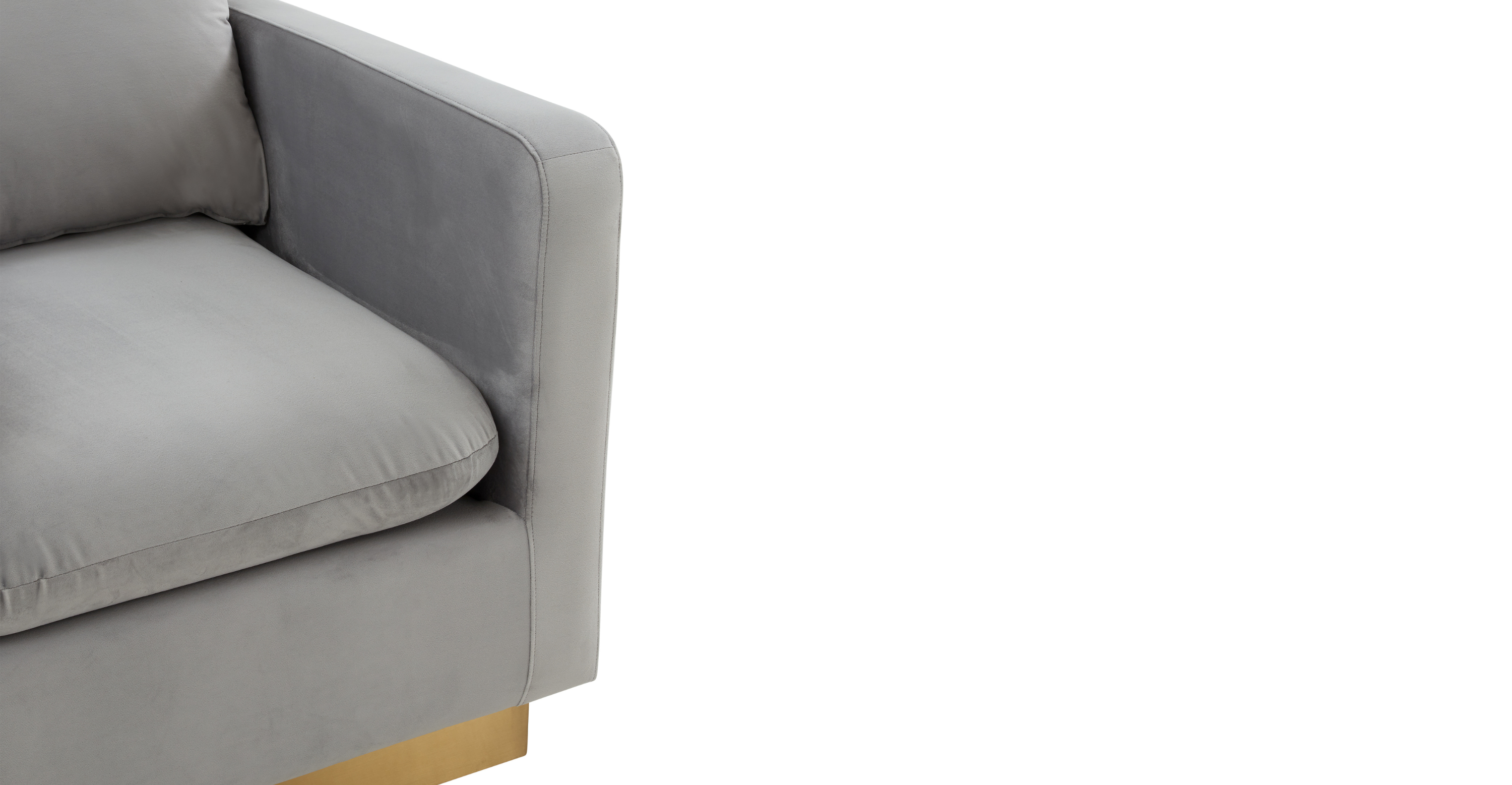 Nervo Modern Mid-Century Upholstered Velvet/Leather Accent Chair with Gold Base Light Grey / Velvet