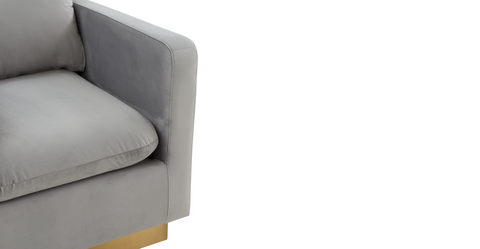 Nervo Modern Mid-Century Upholstered Velvet/Leather Accent Chair with Gold Base Light Grey / Velvet