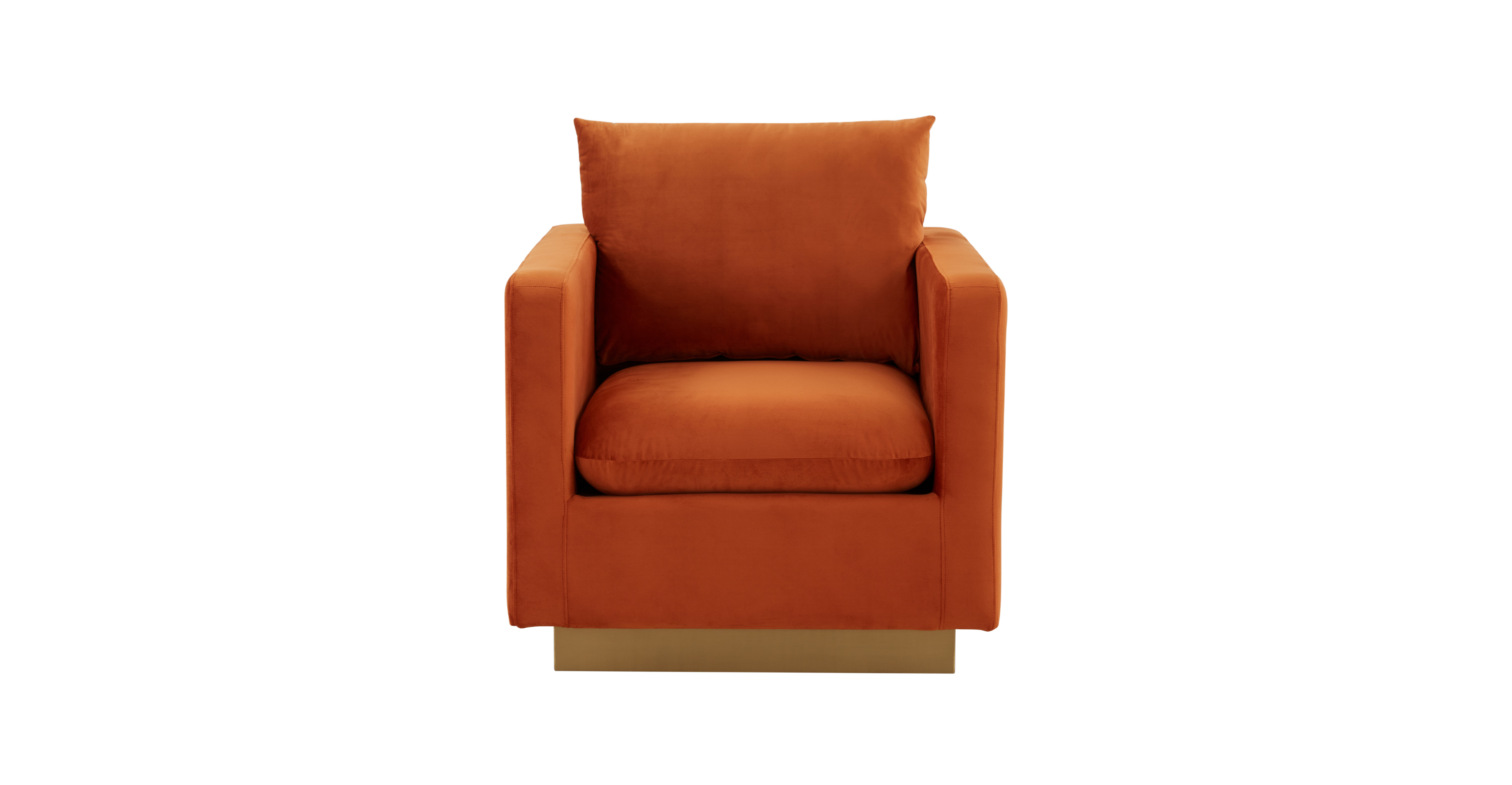 Nervo Modern Mid-Century Upholstered Velvet/Leather Accent Chair with Gold Base Orange Marmalade / Velvet