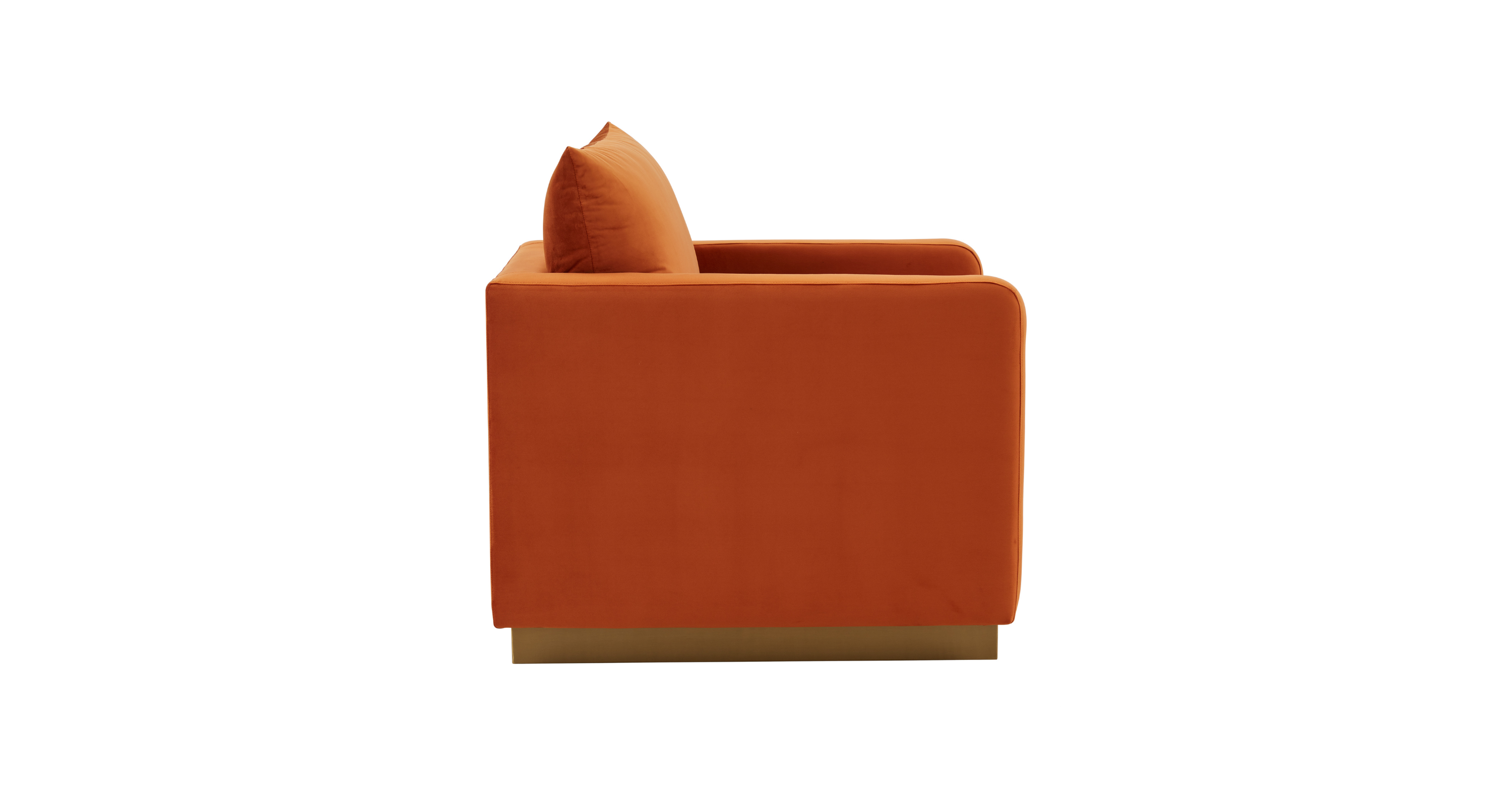 Nervo Modern Mid-Century Upholstered Velvet/Leather Accent Chair with Gold Base Orange Marmalade / Velvet