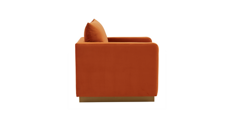 Nervo Modern Mid-Century Upholstered Velvet/Leather Accent Chair with Gold Base Orange Marmalade / Velvet