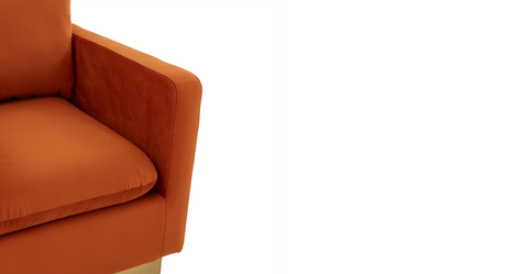 Nervo Modern Mid-Century Upholstered Velvet/Leather Accent Chair with Gold Base Orange Marmalade / Velvet