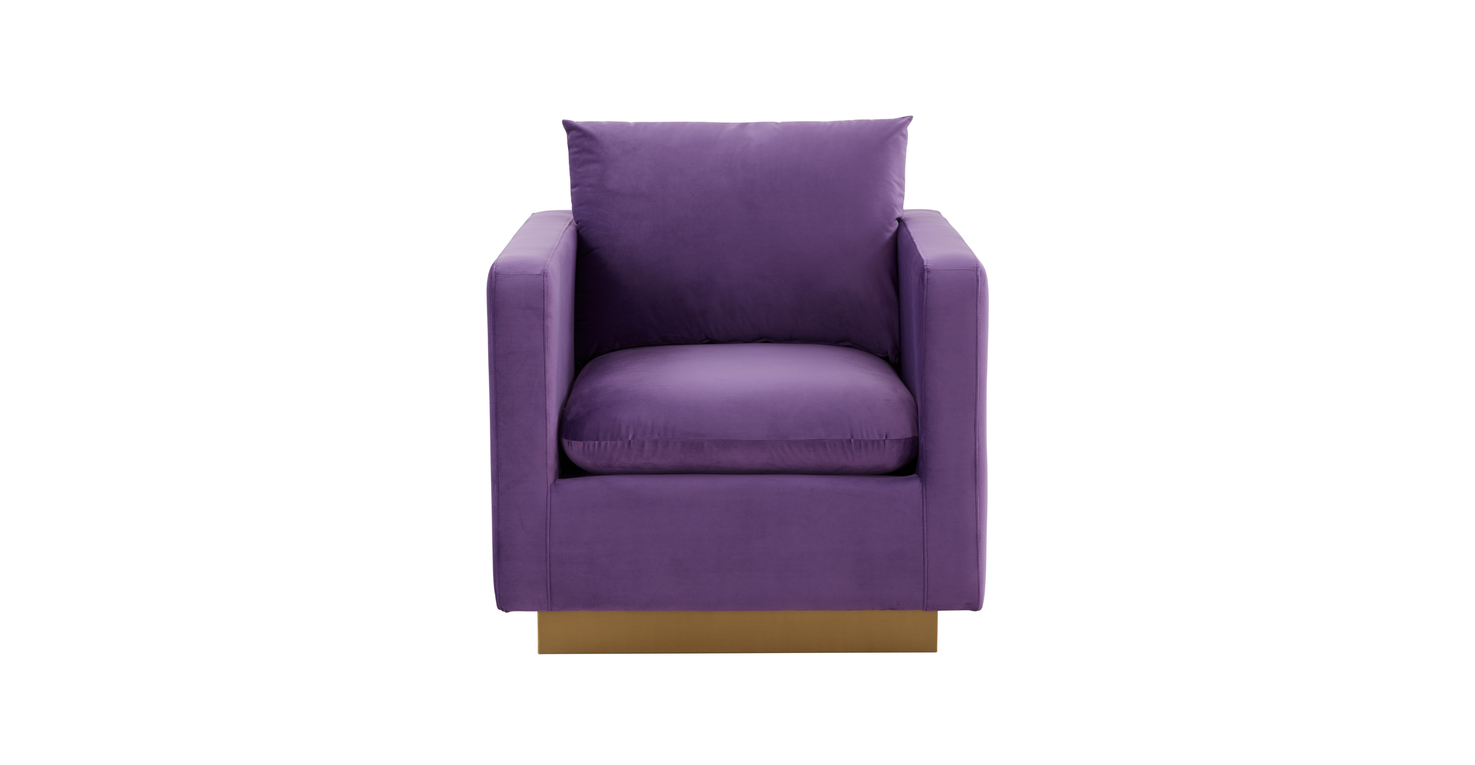 Nervo Modern Mid-Century Upholstered Velvet/Leather Accent Chair with Gold Base Purple / Velvet