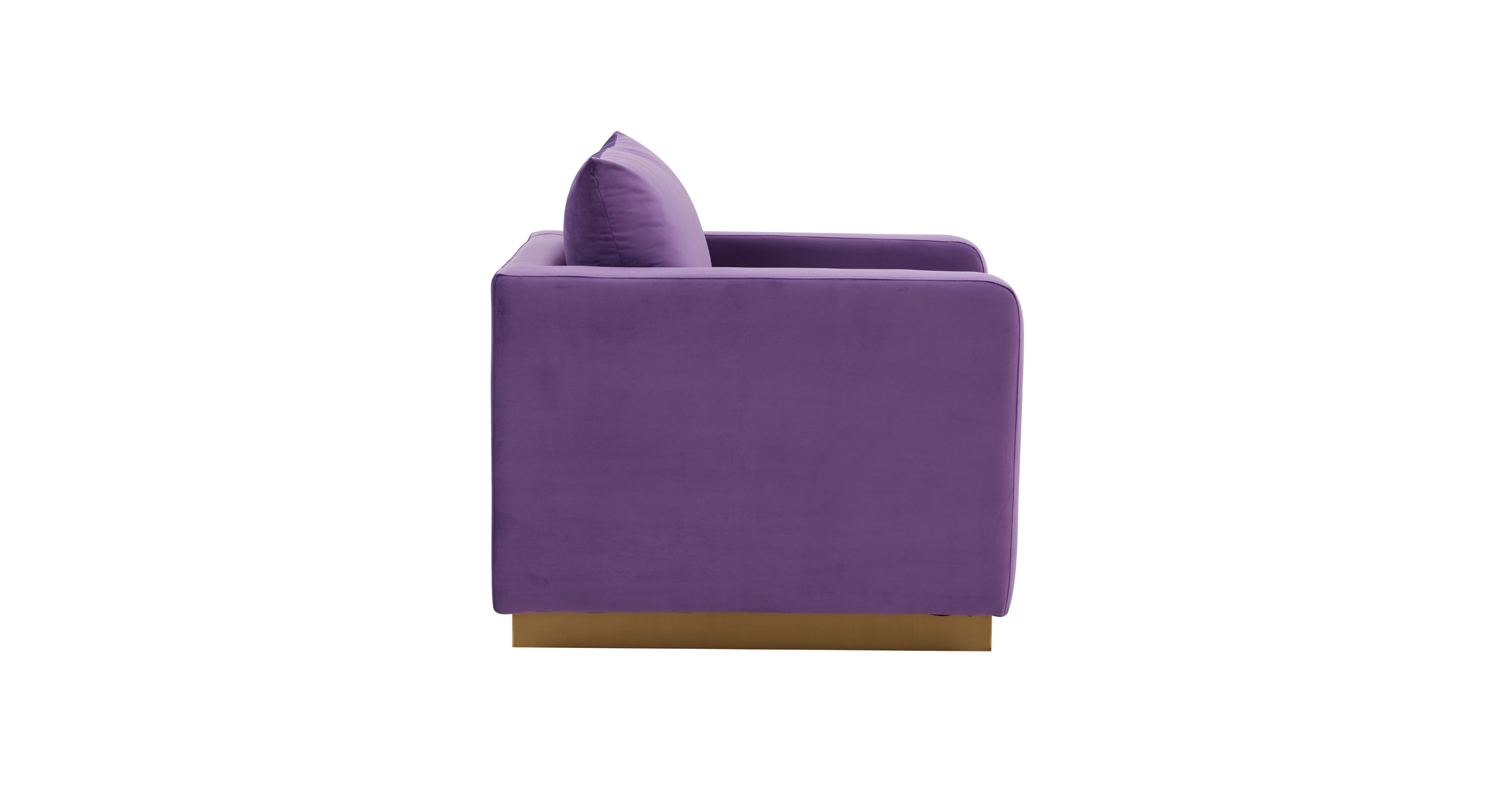 Nervo Modern Mid-Century Upholstered Velvet/Leather Accent Chair with Gold Base Purple / Velvet