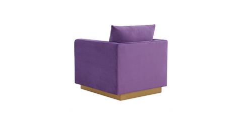 Nervo Modern Mid-Century Upholstered Velvet/Leather Accent Chair with Gold Base Purple / Velvet