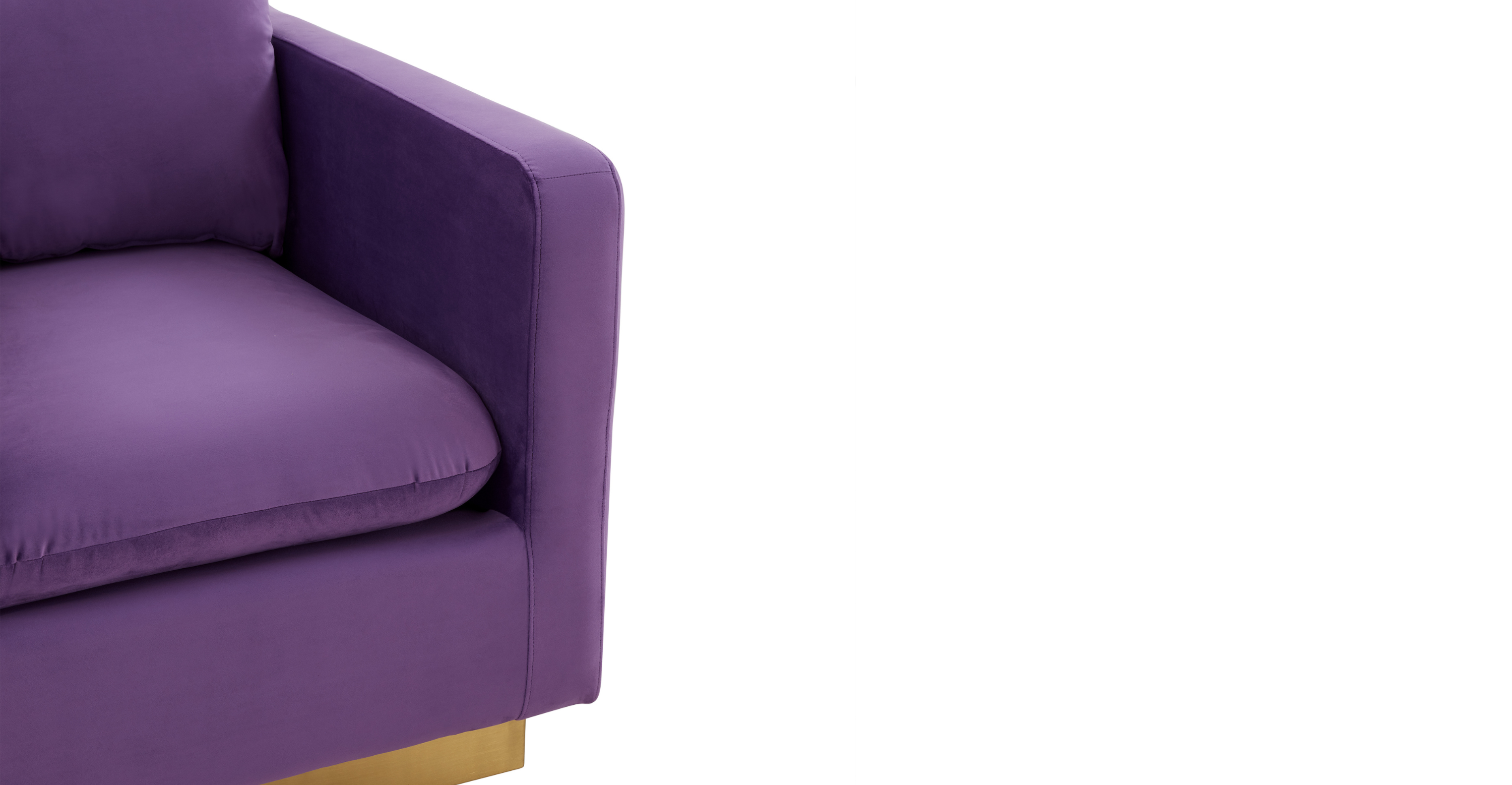 Nervo Modern Mid-Century Upholstered Velvet/Leather Accent Chair with Gold Base Purple / Velvet