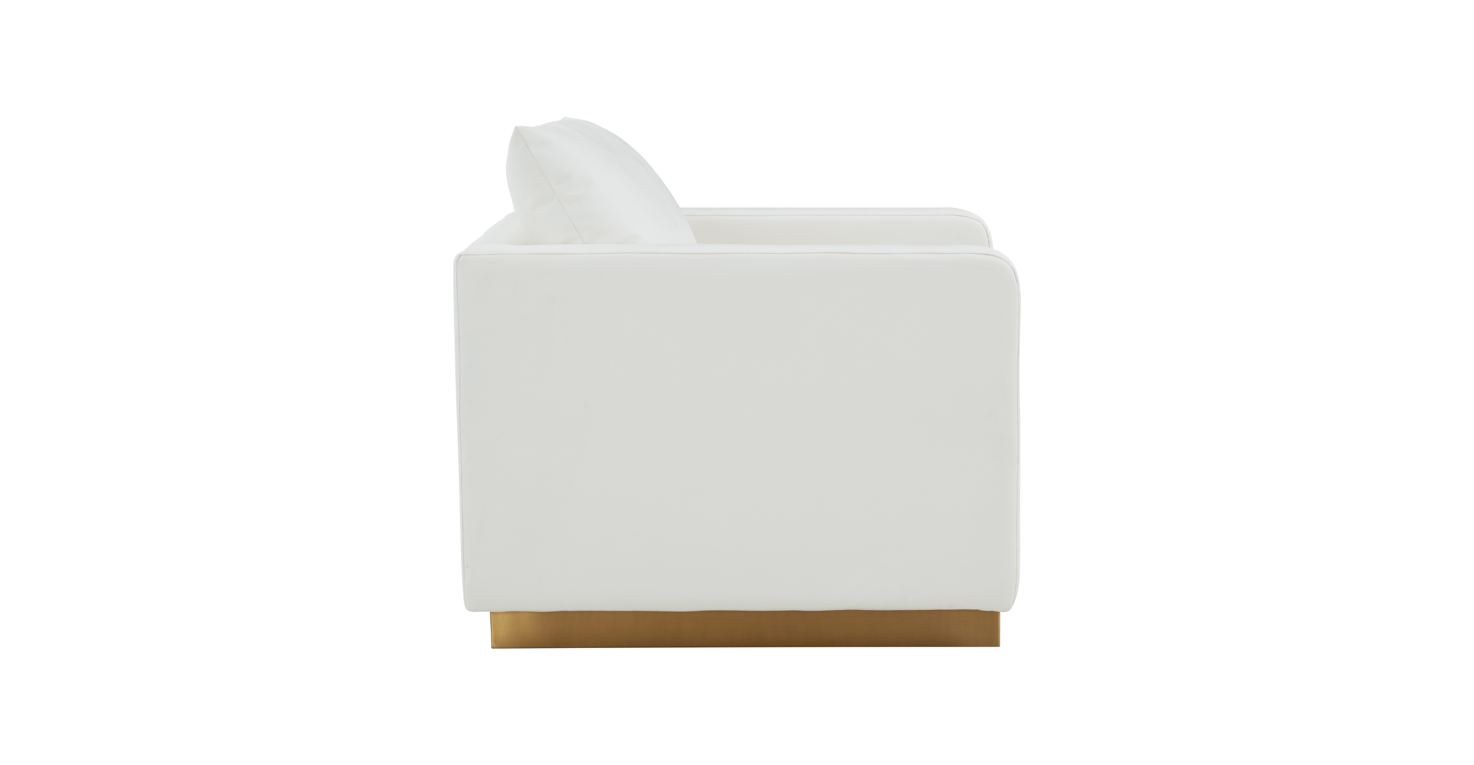 Nervo Modern Mid-Century Upholstered Velvet/Leather Accent Chair with Gold Base White / Leather