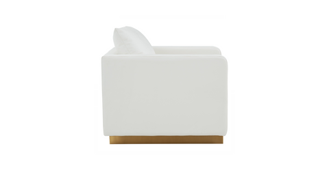 Nervo Modern Mid-Century Upholstered Velvet/Leather Accent Chair with Gold Base White / Leather