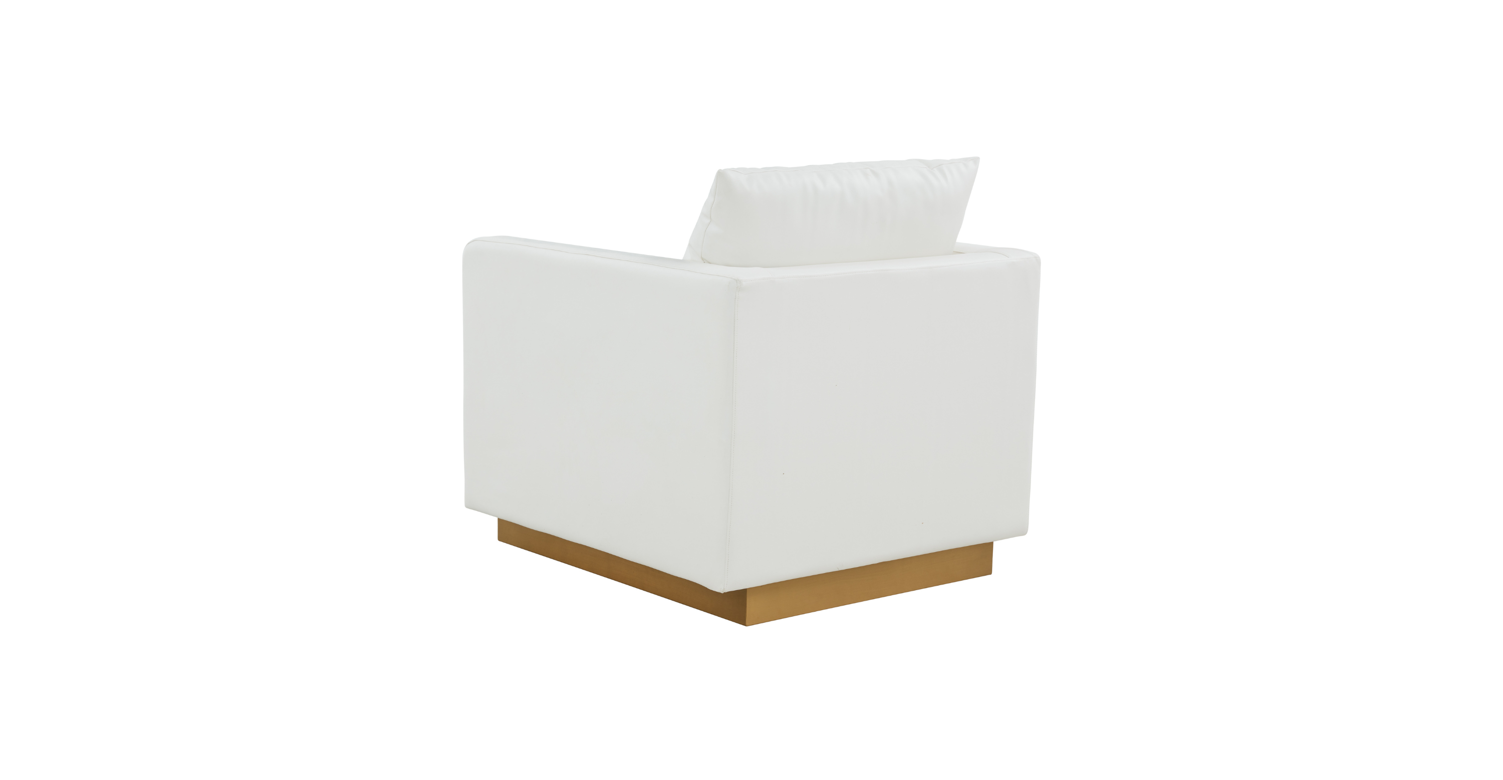 Nervo Modern Mid-Century Upholstered Velvet/Leather Accent Chair with Gold Base White / Leather