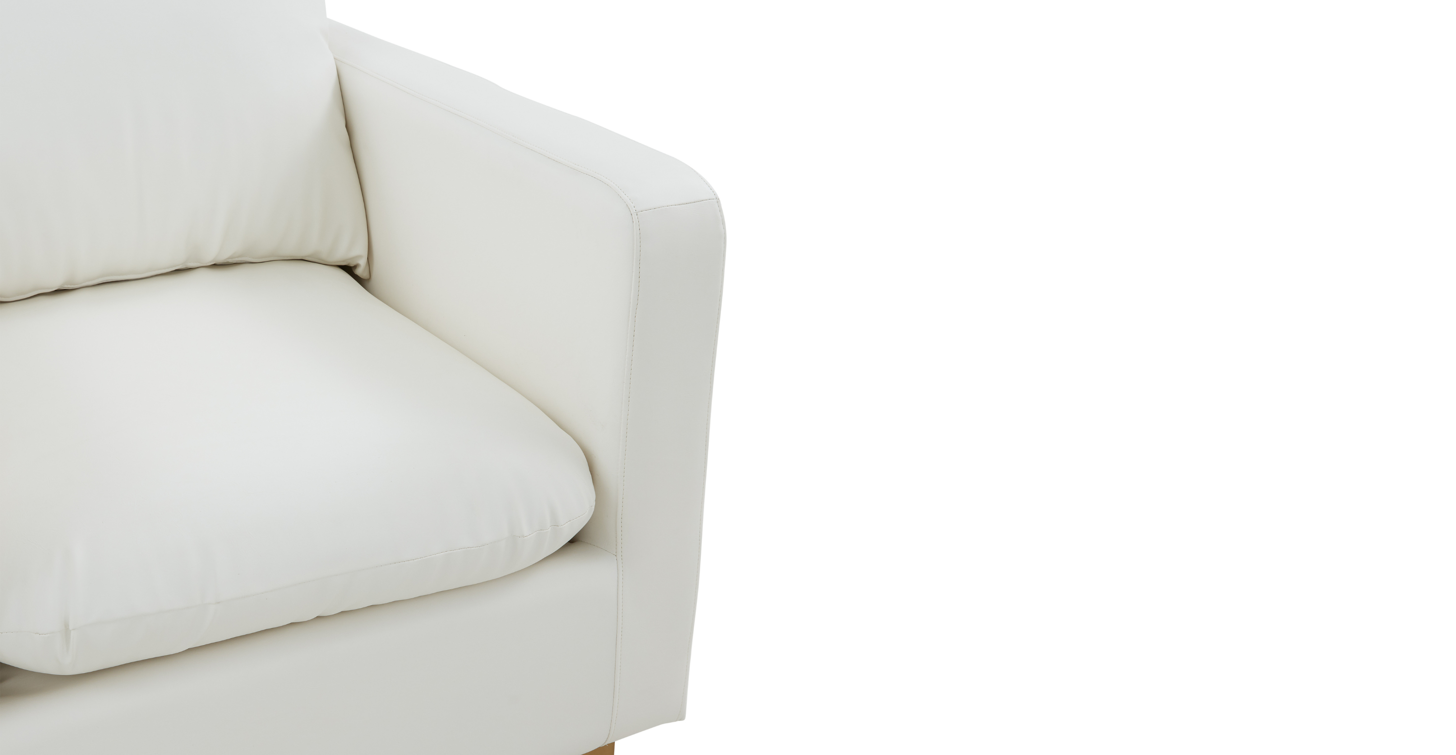 Nervo Modern Mid-Century Upholstered Velvet/Leather Accent Chair with Gold Base White / Leather