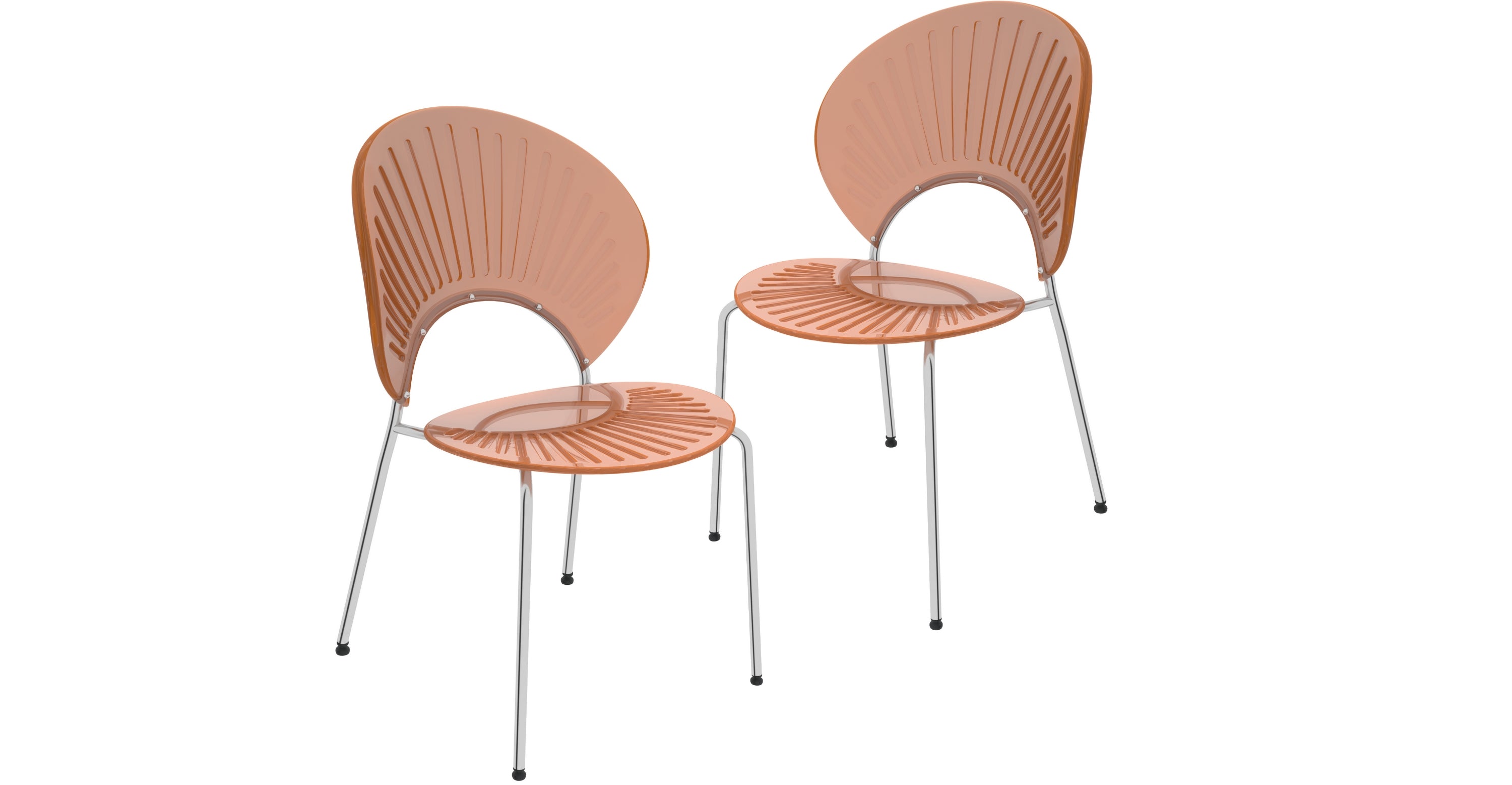 Opulent Modern Plastic Dining Chair in Chrome Metal Legs Amber