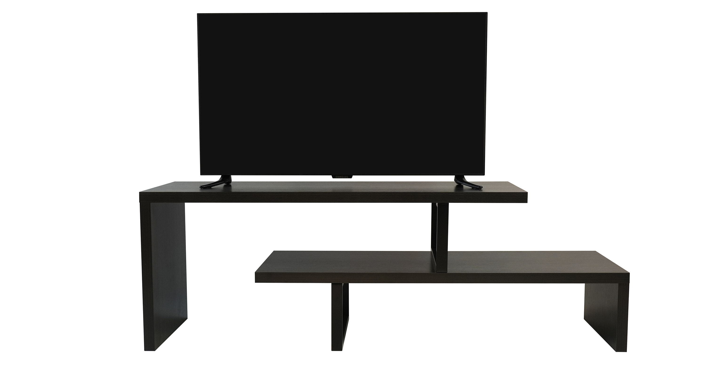 Orford Mid-Century Modern TV Stand with MDF Shelves and Powder Coated Iron Legs for Living Room Phantom Grey