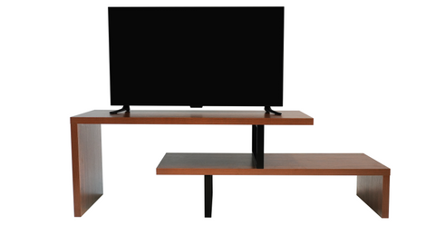 Orford Mid-Century Modern TV Stand with MDF Shelves and Powder Coated Iron Legs for Living Room Walnut