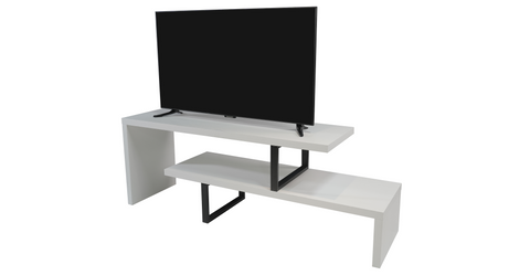 Orford Mid-Century Modern TV Stand with MDF Shelves and Powder Coated Iron Legs for Living Room White