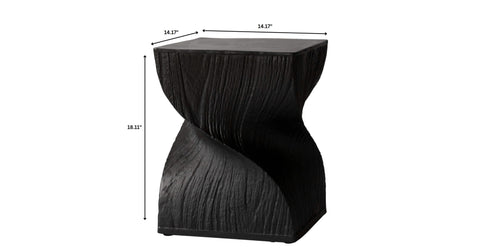 Onyx Square Side Table in Fiberstone Assembled Accent End Table Black