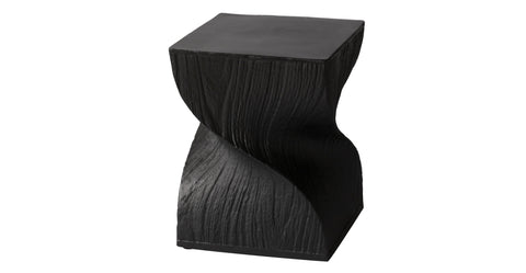 Onyx Square Side Table in Fiberstone Assembled Accent End Table Black