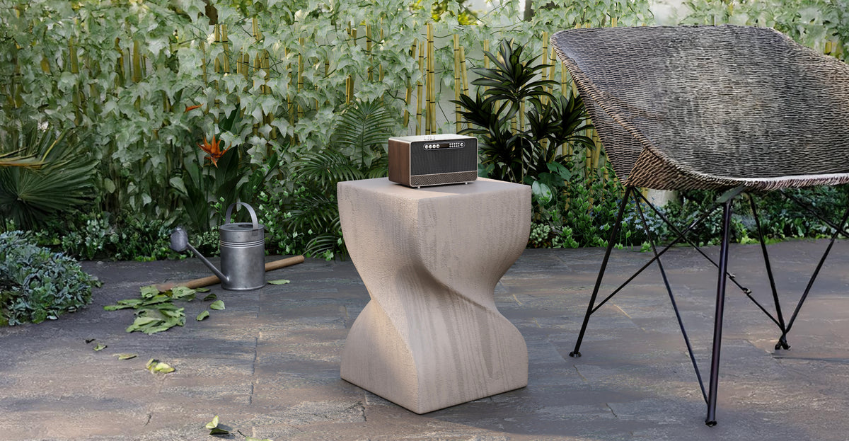 Onyx Square Side Table in Fiberstone Assembled Accent End Table Cream